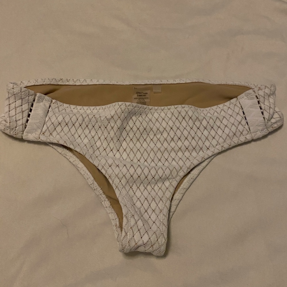 Jonathan Simkhai white textured bikini bottoms